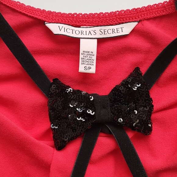 Victoria's Secret Red Nightie Black Sequin Bows 'Naughty & Nice' Women's Small - Picture 6 of 10